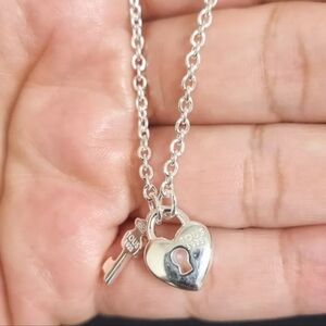 Tous Silver Heart and Key Pendant Bracelet